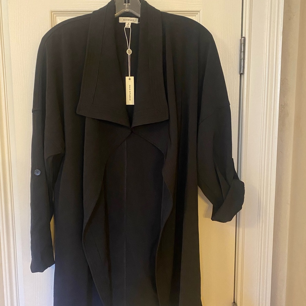 Max Studio Black Draped Collar Jacket
